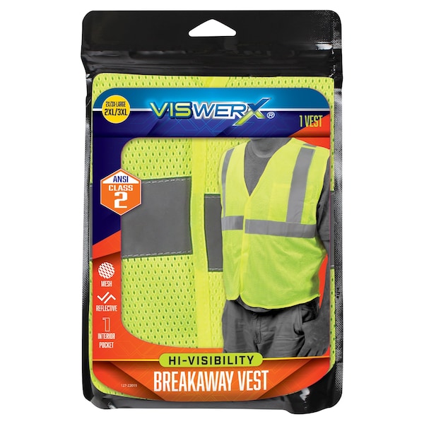 Viswerx Hi-Vis Breakaway Vest - ANSI CL2 2XL/3XL 127-22015 - main